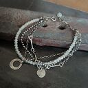 Labradoryt. Warstwowa srebrna bransoletka