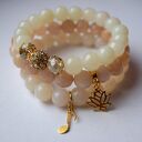 Bransoleta real gold note&cream stones
