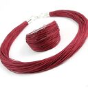 Bransoletka Otulona lnem z lnu - Maroon (regulowana 16-18 cm)