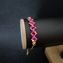 Bransoletka Crystal Square Fuchsia z koralików i kryształków