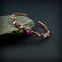 Miedziana bransoleta mankietowa z agatami