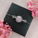 Bransoletka Kunzyt regulowana - stal chirurgiczna, ręcznie robiona metodą wire wrapping