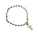 POPLAVSKY BRANSOLETKA ONYX CROSS srebro pozłacane