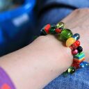 Kolorowa bransoletka boho folk "na tym etapie żaden nie chrapie" - uniwersalna handmade