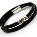 bransoletka skórzana MAGNETOOS DOUBLE VARIO black