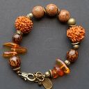 Rudraksha i bursztyn w etnicznej bransoletce boho handmade UNISEX - wyjątkowy prezent