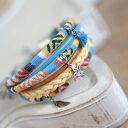 Bransoletka boho mix Titicaca VI z zawieszkami koliber i piórko (stal szlachetna)