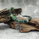 Bransoletka z agatem mszystym - chryzantema