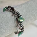 Bransoletka boho Elf ze szklanymi listkami - miedź wire wrapping
