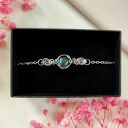 Bransoletka z labradorytem ze stali chirurgicznej - handmade wire wrapping