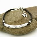Bransoletka skórzana motto - handmade z naturalnego rzemienia