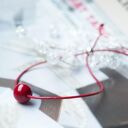 Skórzana rzemykowa bransoletka z marmurem i srebrem