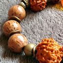 Rudraksha i bursztyn w etnicznej bransoletce boho handmade UNISEX - wyjątkowy prezent