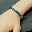 Turkusowa bransoletka unisex charms z naturalnym turkusem - srebro 925 oksydowane, regulowana