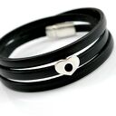 bransoletka skórzana MAGNETOOS TRIPLE black & heart