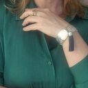 Szeroka bransoletka Boho z czarnym chwostem