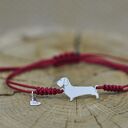 Jamnik szorstkowłosy - bransoletka z psem, srebro 925