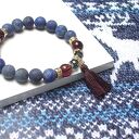 Bransoletka boho z matowym lapis lazuli i bakłażanowym chwostem