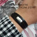 Skórzana bransoletka Magnetoos Triple z motywem psa - czarna