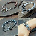 Białe perły i oksydowane srebro 925 - bransoletka handmade dla niej