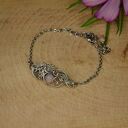 Ręcznie robiona bransoletka z kunzytem - wire wrapping ze stali chirurgicznej
