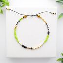 Bransoletka koralikowa Minimal Hematite - Green and Gold