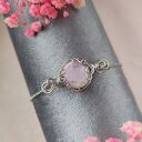 Bransoletka Kunzyt regulowana - stal chirurgiczna, ręcznie robiona metodą wire wrapping