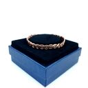 Miedziana wyplatana bransoletka mankietowa cuff - handmade wire wrapping