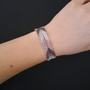 Elegancka Fioletowo Srebrna Bransoletka "Violet Silver Chevron" z Koralików Miyuki Delica