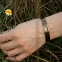 Mosiężna bransoletka Lawa w kolorze złota - handmade, regulowana