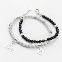 Zestaw bransoletek z kamieni onyks czarny i howlit z zawieszkami