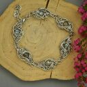 Regulowana bransoletka z kolorowymi labradorytami - wire wrapping ze stali chirurgicznej