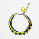 Bransoletka granatowa, żółta rzemienie - neonowa biżuteria handmade