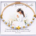 Bransoletka różaniec niebieski jadeit rękodzieło, prezent Komunia