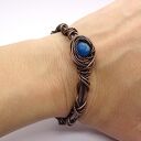 Bransoletka miedziana z niebieskim agatem