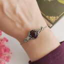 Bransoletka Jadeit Bordowy stal chirurgiczna handmade wirewrapping