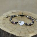 Bransoletka „Srebrne Serce z Łapką” z Turmalinem