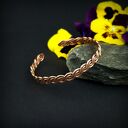Miedziana wyplatana bransoletka mankietowa cuff - handmade wire wrapping