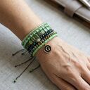 Zestaw 5 bransoletek beaded green z personalizowaną literką