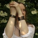 Kwiaty - miedziana, regulowana bransoletka OOAK