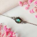 Bransoletka Labradoryt ze stali chirurgicznej - handmade wire wrapping, regulowana