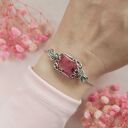 Bransoletka Rodonit regulowana ze stali chirurgicznej - wire wrapping