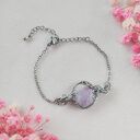 Bransoletka Kunzyt regulowana - stal chirurgiczna, ręcznie robiona metodą wire wrapping