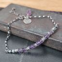 Ametyst. Delikatna srebrna bransoletka