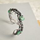 Bransoletka boho Elf ze szklanymi listkami - miedź wire wrapping
