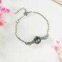 Bransoletka z labradorytem ze stali chirurgicznej - handmade wire wrapping