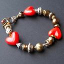 Bransoletka z 3 sercami znakomity ponadczasowy walentynkowy PREZENT handmade
