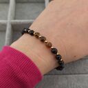 Bransoletka tygrysie oko i onyks - damska handmade z kamieni naturalnych