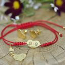 Serce - nosek - bransoletka z psem, srebro 925 pozłacane