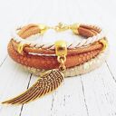 Golden Wing Set - zestaw bransoletek skrzydło w odcieniach brązu i złota